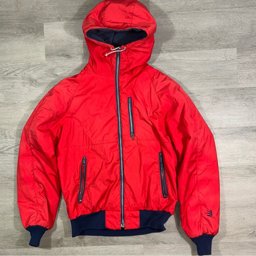 Vintage 90s Nils Ski Jacket Red Zip Up Mens Size Large Hooded Outdoor‎